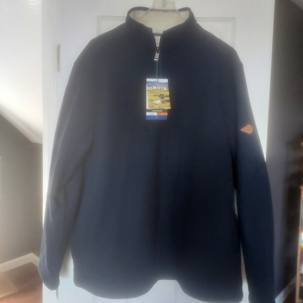 Orvis Half zip Fleece Top Sz L Navy NWT